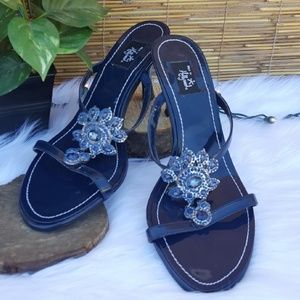 Hot in Hollywood Blue Jewel Sapphire Sandal Heel